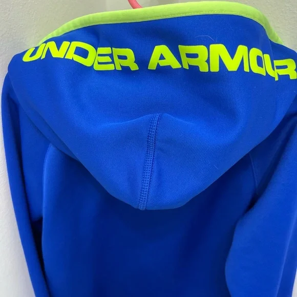 Under Armour Kids Blue and Neon Yellow Hoodie - Picture 4 of 9